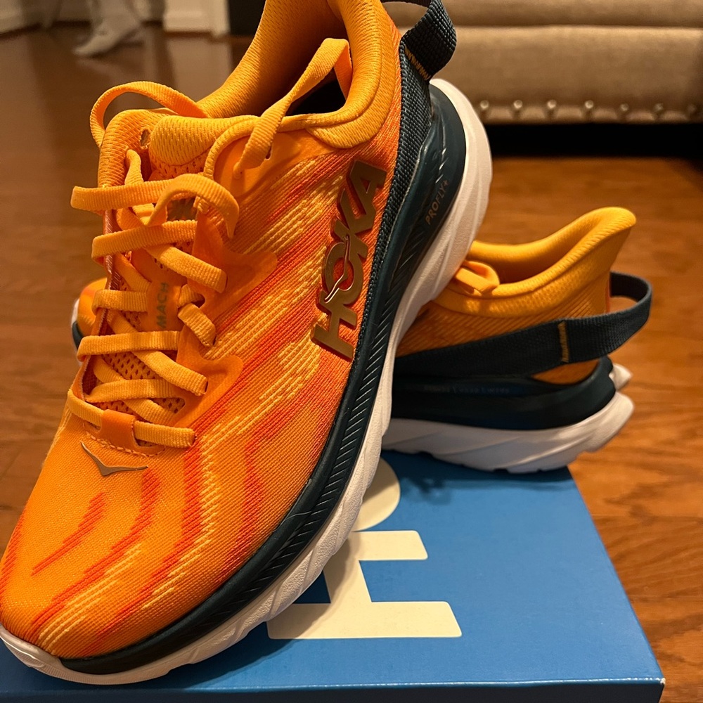 Hoka M Mach Supersonic Color: Radiant Yellow/Camellia size 8 running shoes